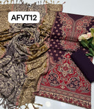 Jamawar kashmiri wool gala heavy Daman along with wool shawl with plan trouser 3pcs Dress