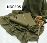 Stuff Marina wool Simple SHirt And Trouser Along WIth Wool Peach Velvet Straps Jall Style Shawl 3PC Dress