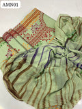 Lawn Fabric Handmade Work Shirt With Lawn Tye And Dye Dupatta And Lawn Plain Trouser 3pc Dress