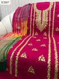 HANDMADE GOTTA WORK ON LAWN SHIRT, PLAIN TROUSER WITH EMBROIDERED TIE N DYE CHIFFON DUPPATTA 3PC Suit